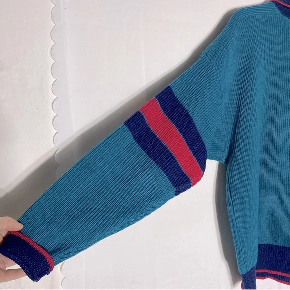 Vintage Gant The Rugger Blue Red Wool Knit Sweater S - Picture 11 of 14
